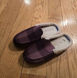 Rothy's The Scuff Slippers Size 7 Mauve Buffalo Check
